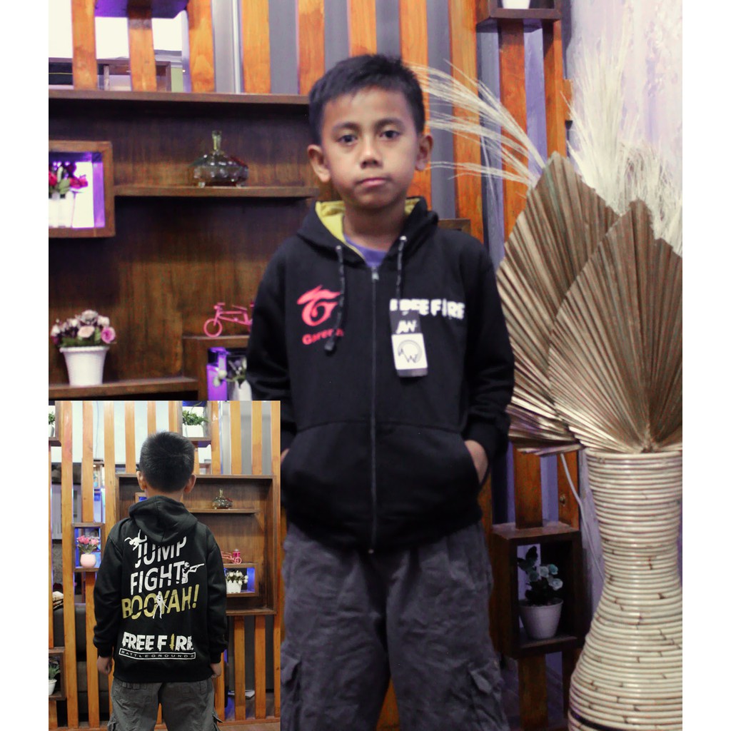 Harga JAKET ANAK GAMERS FREEFIRE BOOYAH HITAM