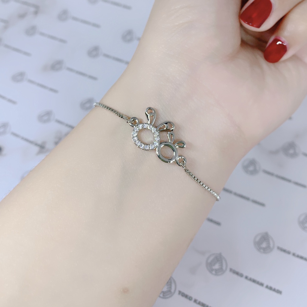 Xuping Silver Gelang Tangan Wanita Model Serut Permata Butterfly *74