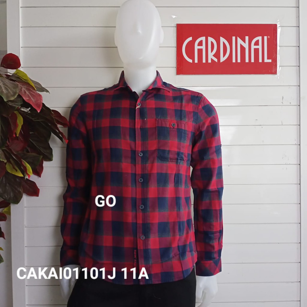 gof CARDINAL KEMEJA JEANS Slimfit Hem Cowok Pakaian Pria Baju Atasan Lengan Panjang Original