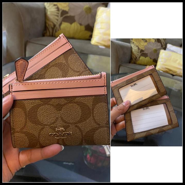 Dompet Coach Skinny Id Stnk Card Case Sign Khaki Pink