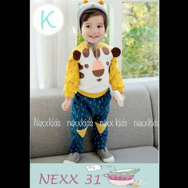 Setelan Anak Cowok Kids Yellow Tiger Set 2in1 (baju,celana)