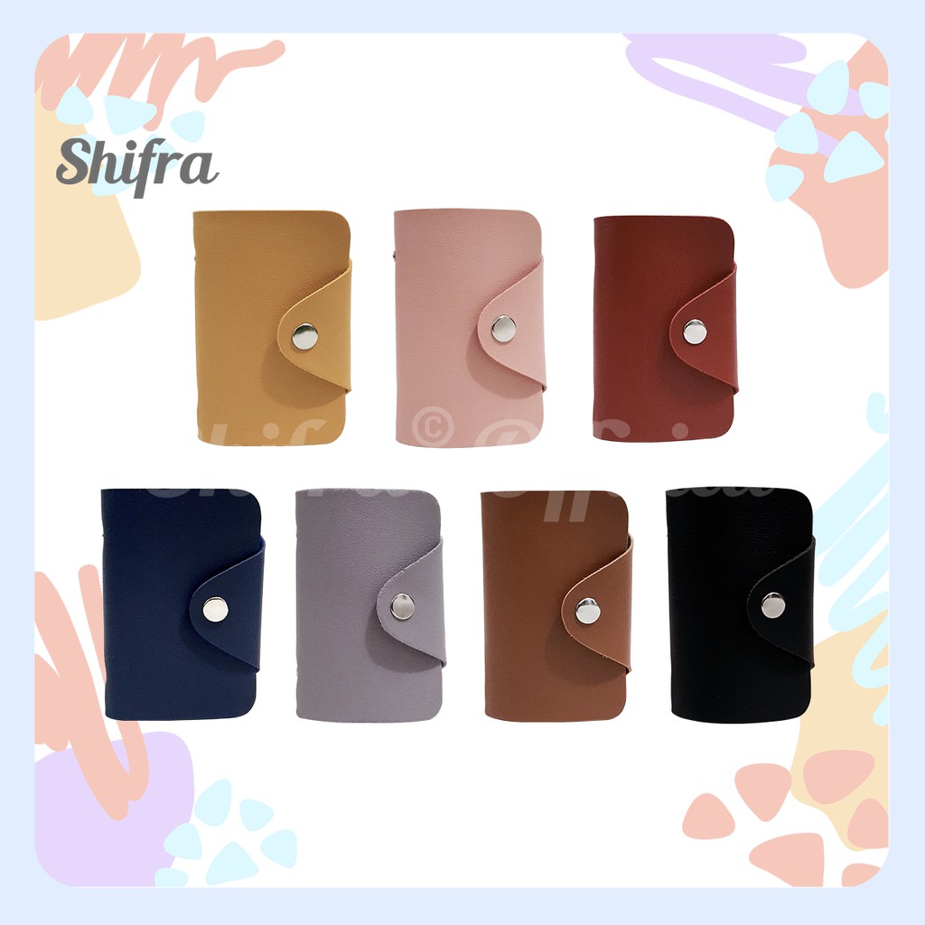 Shifra Card Holder Mika 20 Lembar untuk 40 Slot Kartu Dompet Wanita Warna Polos