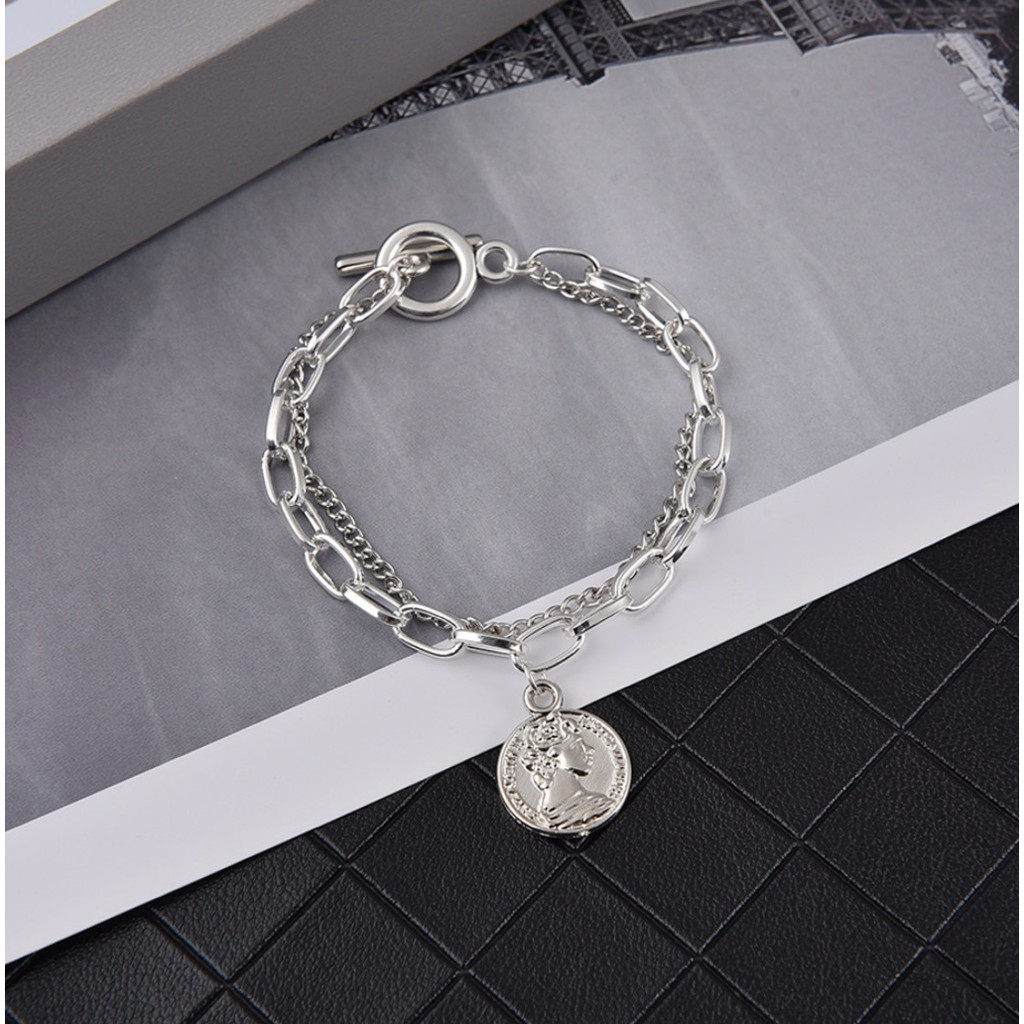 Gelang Rantai HipHop COIN Gaya Korea Punk Fashion Untuk Pria dan Wanita Unisex Bracelet