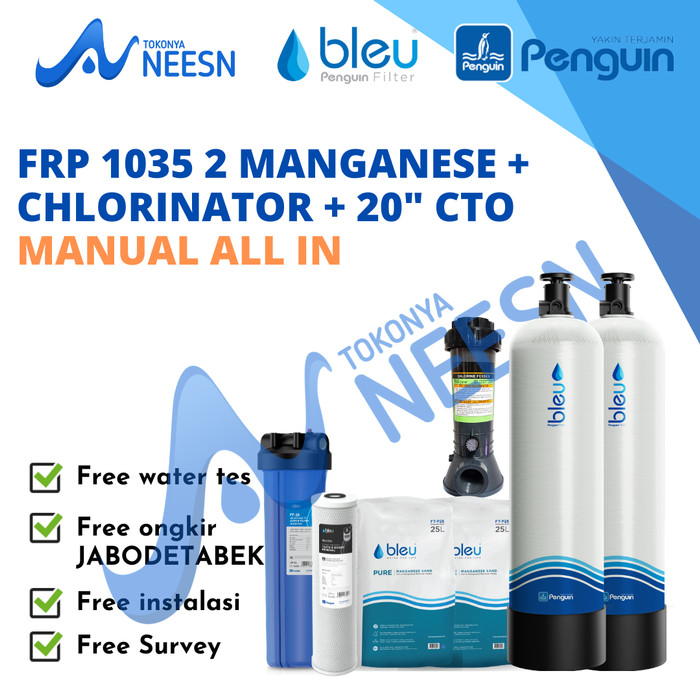 filter air sumur besi 2 FRP 1035 mangan+PBF 20 CTO +Chlorinator