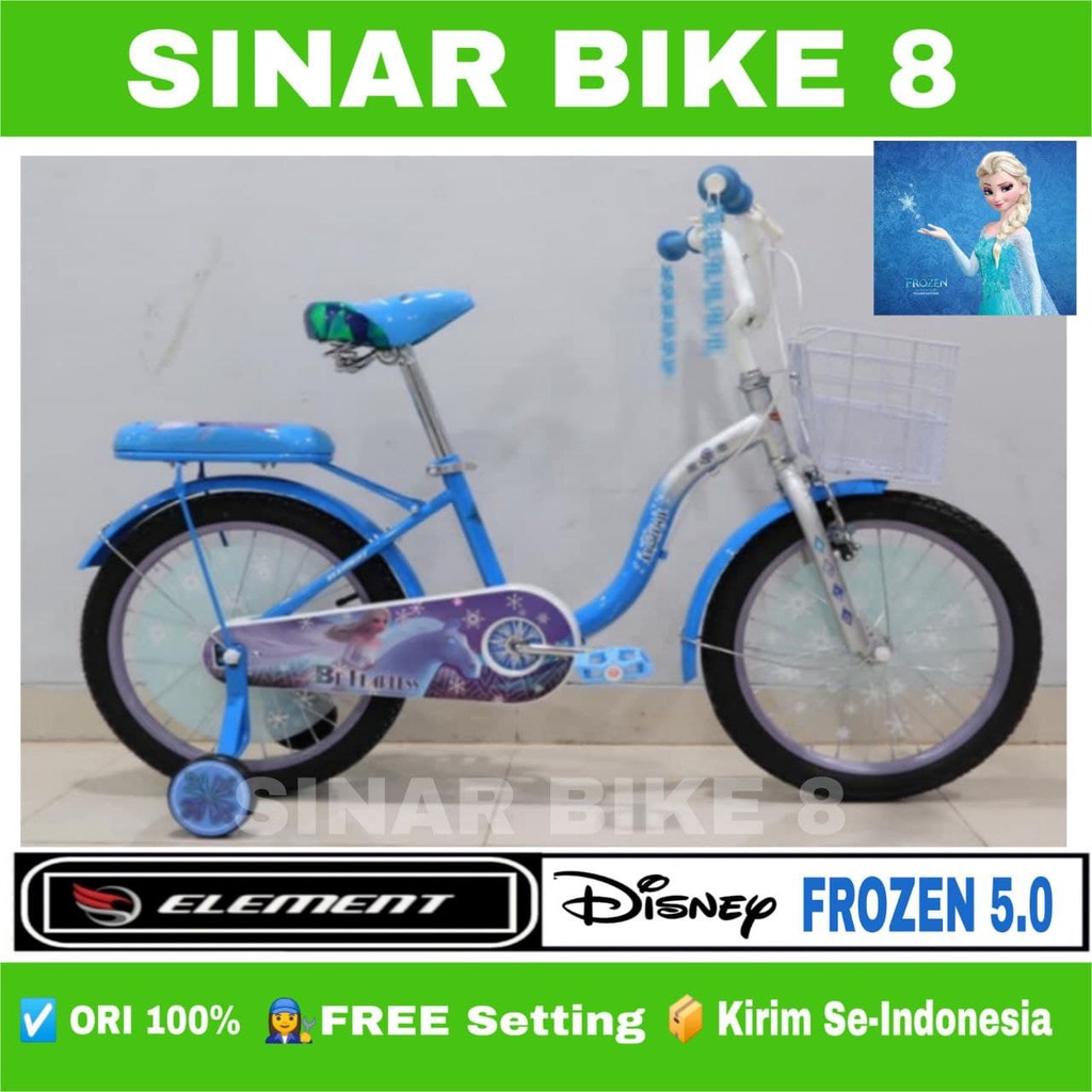 Sepeda Mini Anak ELEMENT DISNEY FROZEN Ukuran 12&quot;, 16&quot;, 18&quot; &amp; 20 Inch