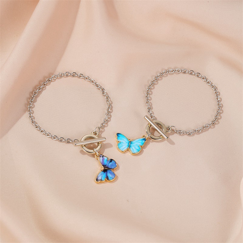 Blue Butterfly Pendant Bracelet