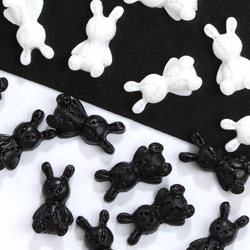 AUGUSTINA Agustinina Kartun Dekorasi Nail Art Fashion Gadis Resin Kelinci Beruang 3D Nail Art Berlian Imitasi