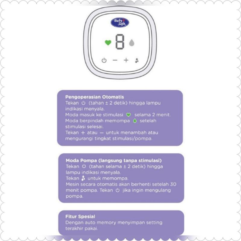 BABY SAFE - Breast Pump Electric (Pompa Asi Elektrik) Single BPE01 / Double BPE02