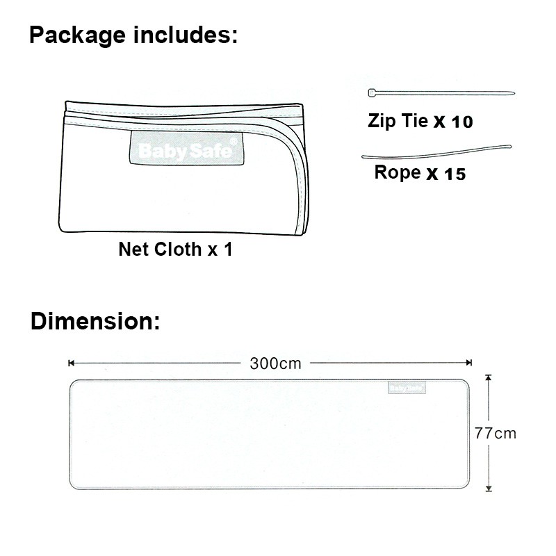 SKIDA Baby Safe Safety Net Cloth Jaring Pengaman Tangga Jendela Bayi Anak