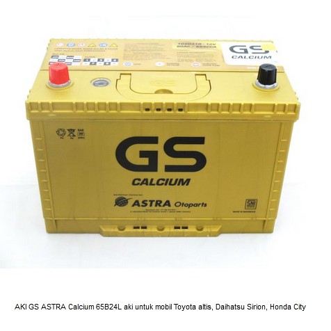 AKI GS ASTRA Calcium 65B24L aki untuk mobil Toyota altis, Daihatsu Sirion, Honda City