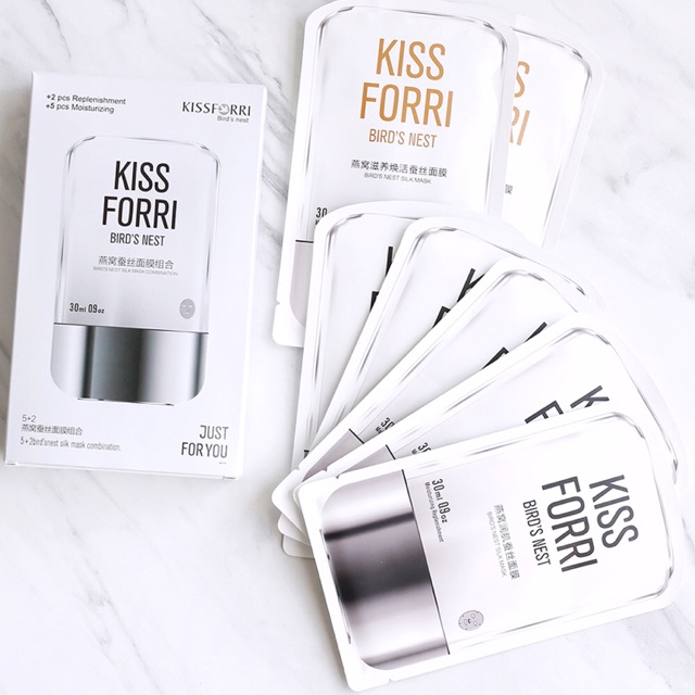Kissforri Silk Facial Sheet Mask - Masker Wajah Sutra With Sarang Burung Walet