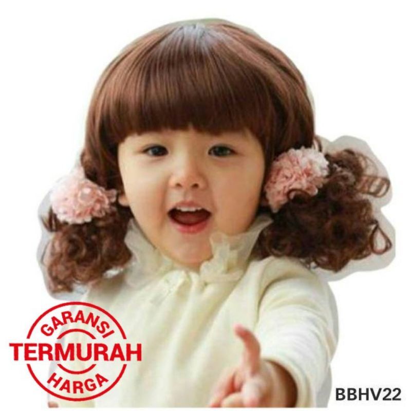 Wig Baby Curly / Wig Anak Impor / Wig Anak Murah - Kualitas Bagus Halus Lembut Seperti Rambut Asli Bisa Dicuci Dicatok - Rambut Palsu Anak Murah Fashion Bayi Baby Wanita Cewek Cantik Korea Style Cute Imut Instan Praktis Modern Kekinian Terlaris Termurah