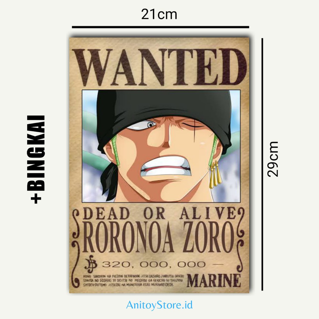 Poster Buronan One Piece Zorro Plus Bingkai Shopee Indonesia