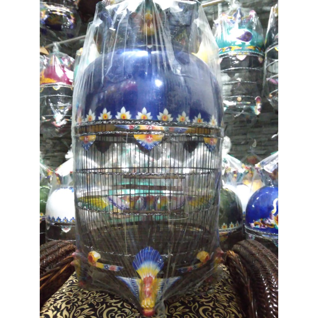 Sangkar Burung Mahkota Bahan Kayu Motif Polos / Kandang Burung