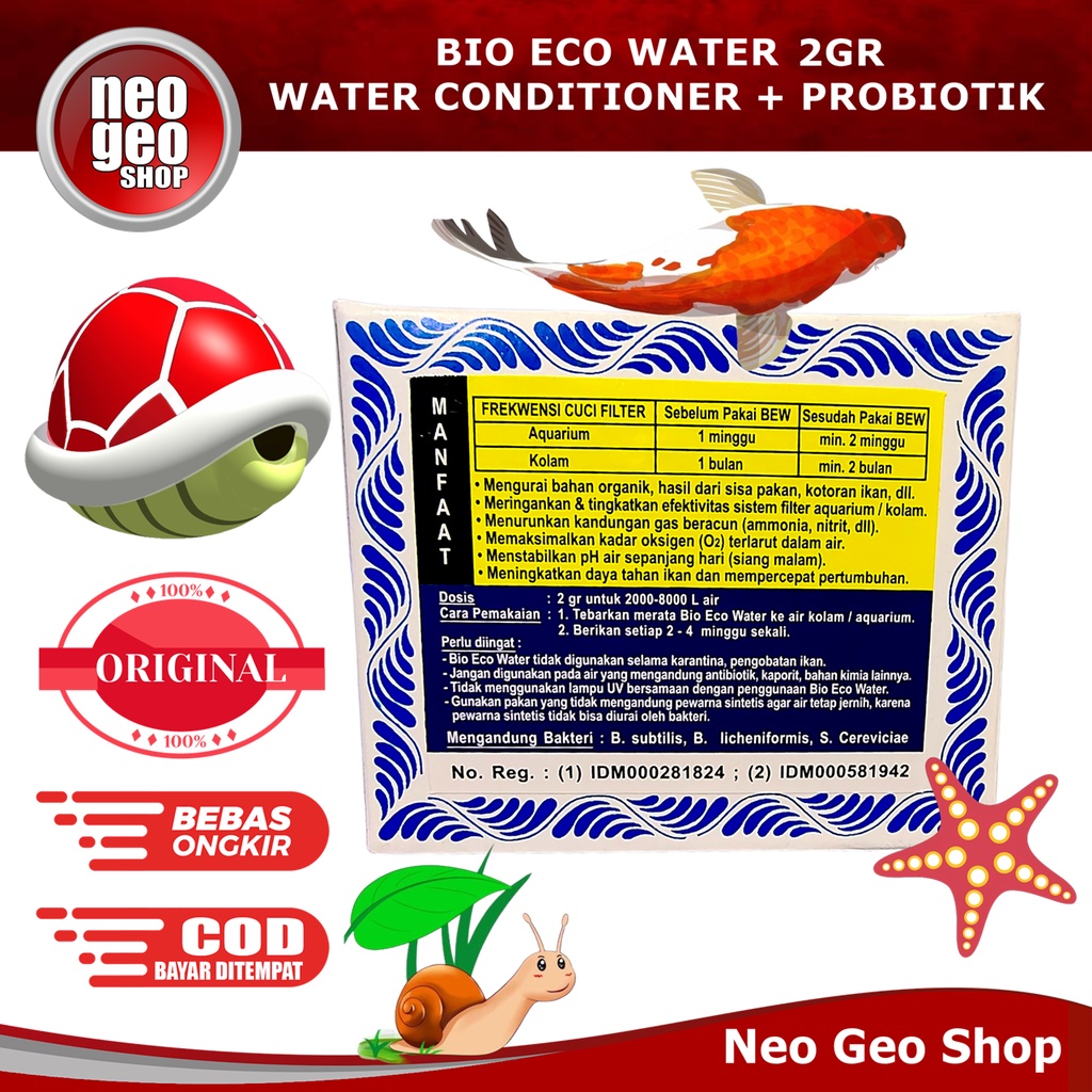 BIO ECO WATER conditioner Probiotik Penjernih Air Aquarium Kolam 2gr 2 gr