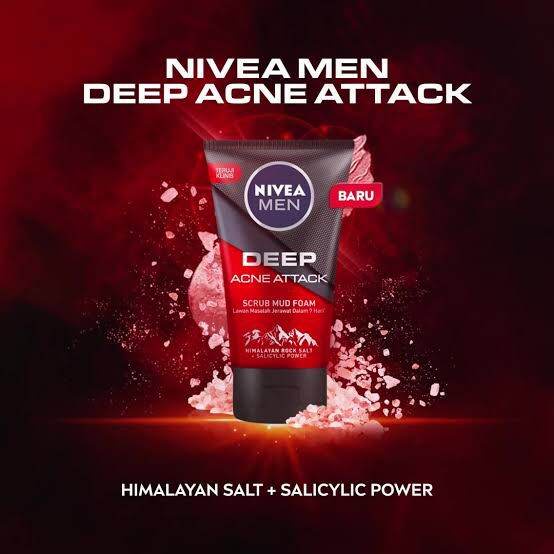 NIVEA MEN DEEP ACNE ATTACK FACIAL WASH SABUN WAJAH PRIA ANTI JERAWAT