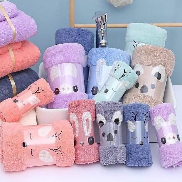 HANDUK MANDI UNTUK BAYI - HANDUK SATU SET LEMBUT - HANDUK SATU SET SABLON KADO MURAAHHH