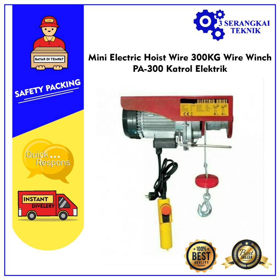 Mini Electric Hoist Wire 300KG Wire Winch PA-300 Katrol Elektrik