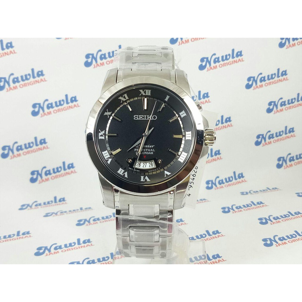 Seiko Premier SNQ147P1 Perpetual Calendar Black Dial | Jam Pria SNQ147