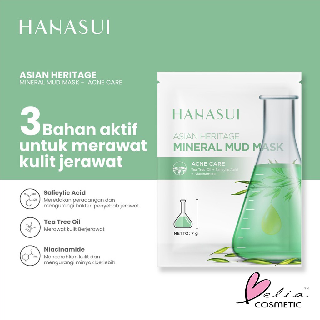 ❤ BELIA ❤ HANASUI Mineral Mud Mask ✔️BPOM Japanese Flower. Asian Heritage. Korean Herbal 7g