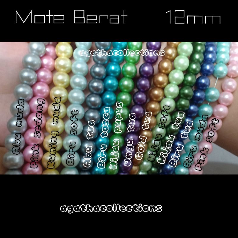 Mote manik manik mutiara renteng 12mm