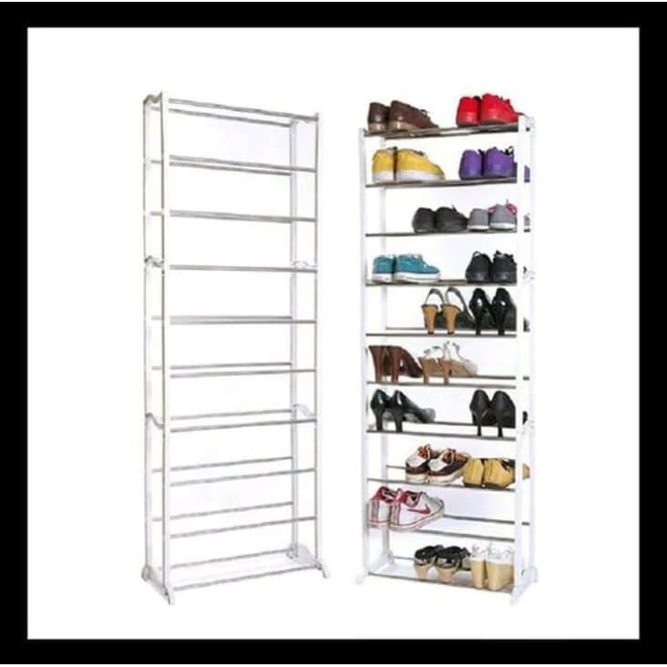 Rak Sepatu Susun / Rak Sepatu Susun 10 Bahan Besi Original - Putih