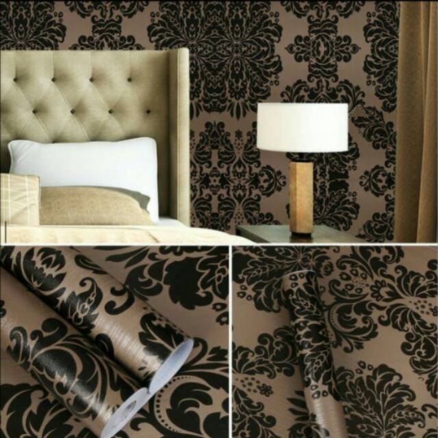 Wallpaper Sticker Dinding Motif Coklat Batik Hitam