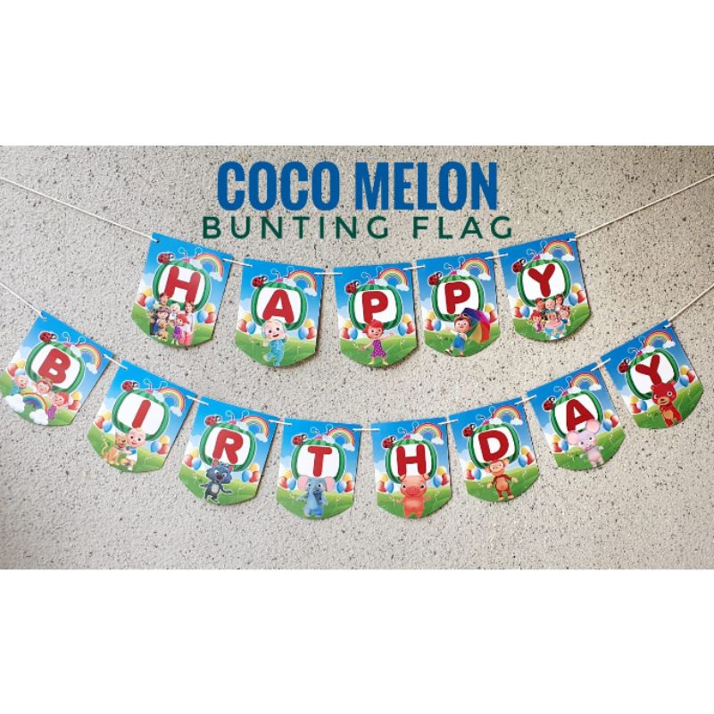 garland flag bunting banner flag ulang tahun happy birthday karakter CocoMelon Coco Melon