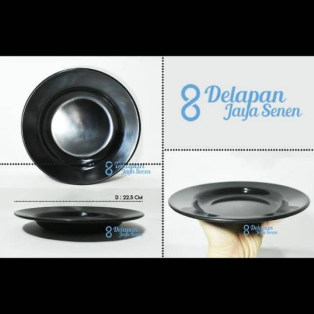JUAL PIRING MAKAN HITAM WARNA WARNI MELAMIN TEBAL AWET KUAT TAHAN PANAS PREMIUM UNICA 9" PIRING