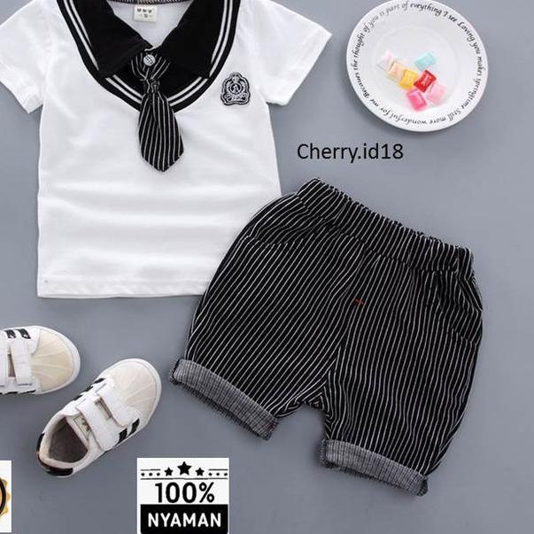 ♨ (0-2 Thn) Setelan Baju Bayi Laki-Laki Import ( T-shirt + Celana) - Hitam, 0-6 Bulan ←