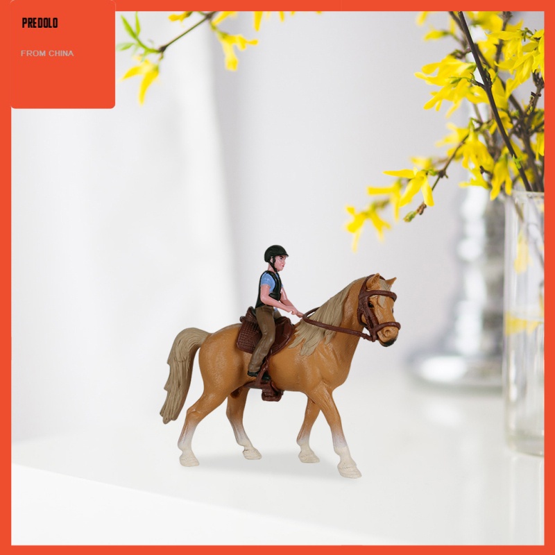 [In Stock] Farm Animal Figure Toy Miniature Horse with Male Rider Figurine Statue