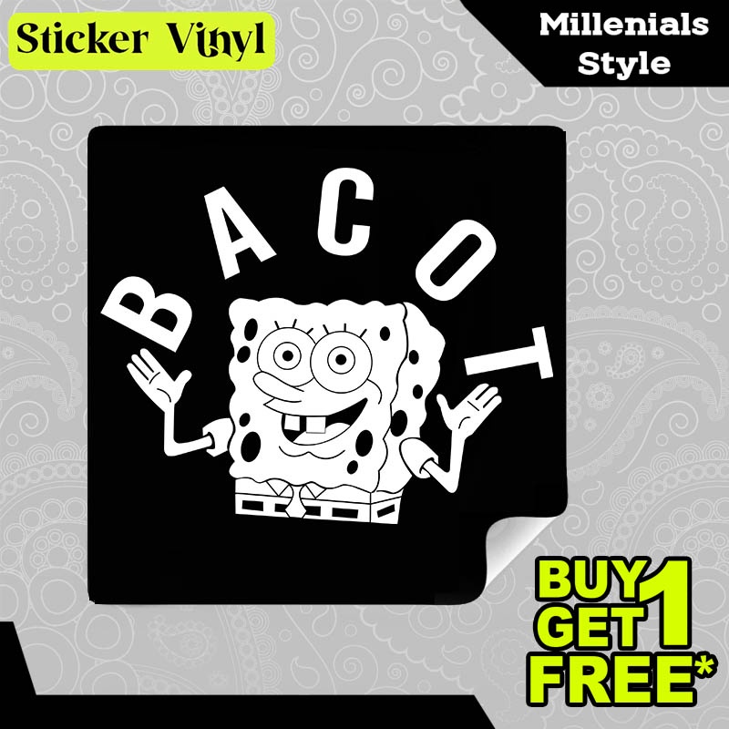 

Stiker Sticker BAAACOOTT Jokes Spongebob Squarepants Desain Keren dan Kekinian Aesthetic Bahan Vinyl Satuan Anti Air
