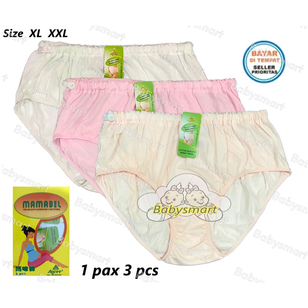 Babysmart - 3 Pcs Celana Dalam / CD Hamil MAMABEL H-514/Maternity Pant/CD Ibu Hamil Size XL, XXL