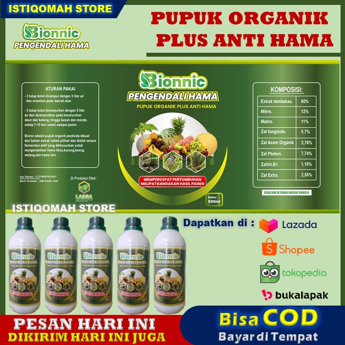 BIONNIC 500ml Pupuk Organik Pestisida Extrak Nabati Obat Hama Pembasmi Walang Sangit/Kungkang Pada Semua Tanaman - Obat Hama Walang Sangit Pada Padi Paling Ampuh - Obat Pembasmi Hama Walang Sangit Pada Tanaman Padi - Racun Hama Walang Sangit Kungkang