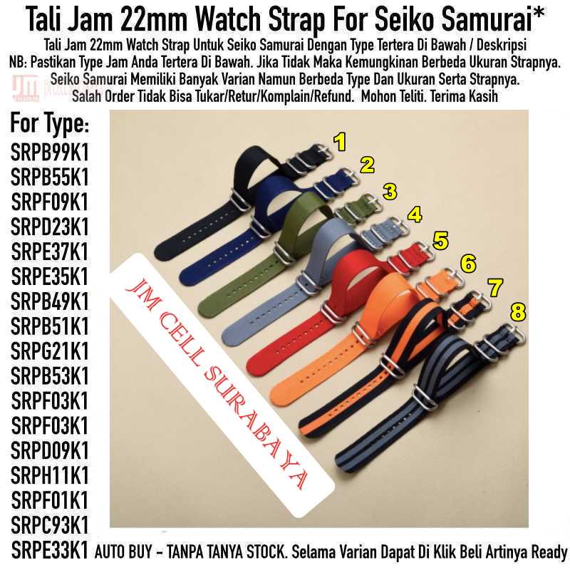 Tali Jam 22mm Watch Strap Seiko Samurai - Zulu Nato Nylon Stainless Buckle