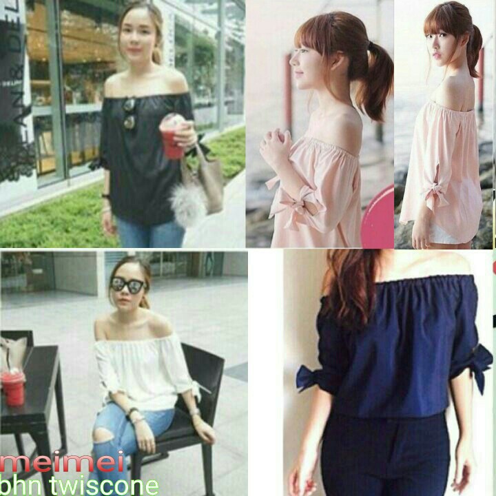 Q- MEIMEI SABRINA/ BLOUSE WANITA TANGAN PITA/ TERBARU