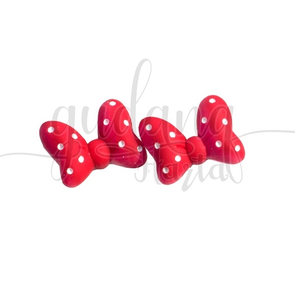 Anting Stud And Jepit Miinie Red Bow Earrings Pita Merah GH 203195