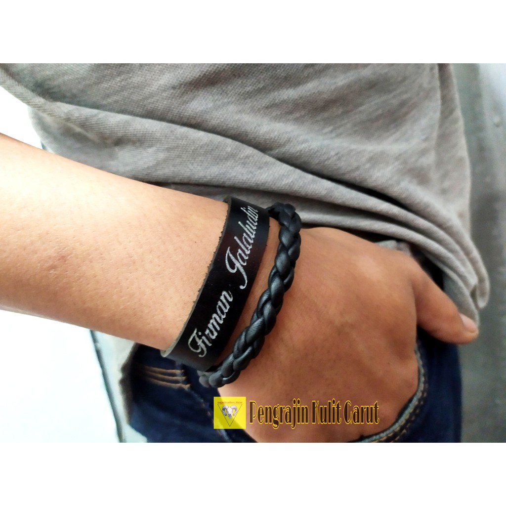 Gelang kulit custom -Gratis Grafir Nama