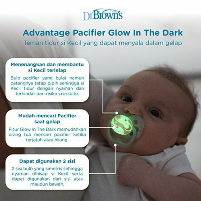 Dr. Browns Advantage Pacifier Glow In The Dark Empeng Bayi Dr Brown