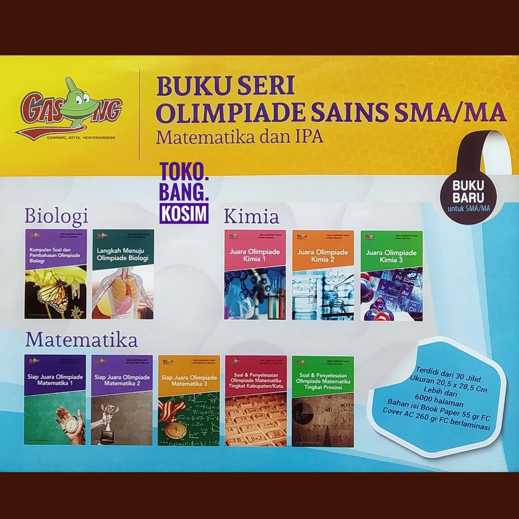 BUKU SERI OLIMPIADE SAINS MATEMATIKA, BIOLOGI & KIMIA SMA/MA, PROF YOHANES SURYA PhD, 10 jilid buku