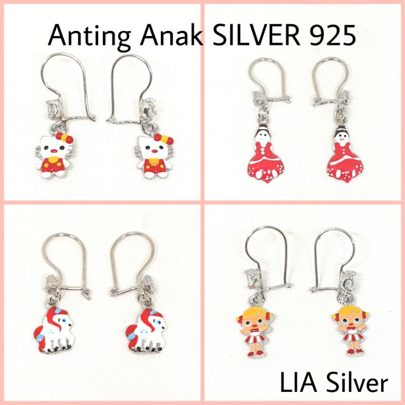 Anting Desi Anak Karakter SILVER 925 - Perak Lapis Emas Putih ( TOKO LIA SILVER BEKASI )