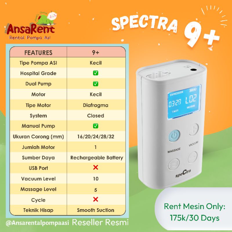 Sewa Spectra 9 Plus Sewa Spectra 9+ Sewa 9 Plus sewa pompa asi spectra