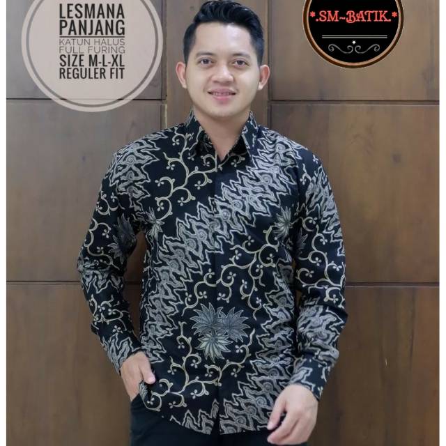 Kemeja Batik Lesmana Bahan Katun Halus Lapis Furing
