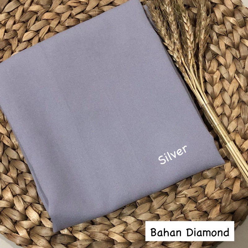 PASHMINA SABYAN  DIAMOND / 180 x 74cm DIAMOND SCRAF / HIJAB / JAHIT TEPI-Silver