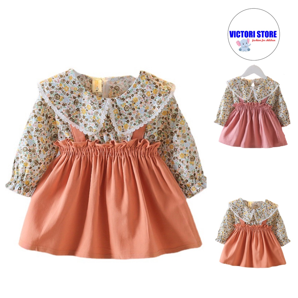 Dress Bayi Baju Fashion Baby Dress Korean Style Import Gaun Bayi motif Bunga Pakaian Bayi Perempuan