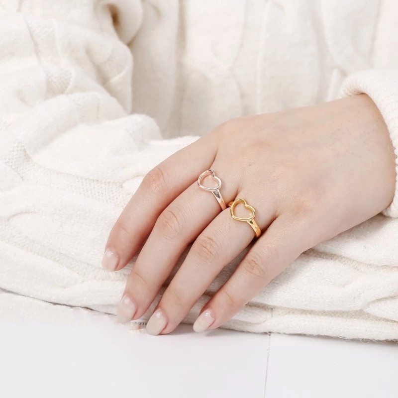 Cincin Persahabatan Bentuk Hati Model Hollow Out Untuk Wanita