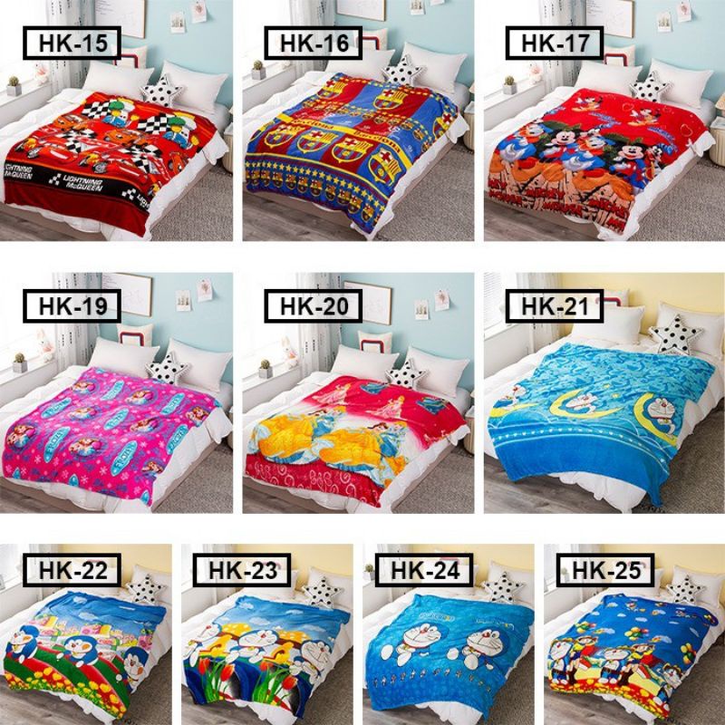 Selimut Anak Bulu Karakter 210x110cm / Selimut Anak / Selimut Bulu Halus / Selimut Anak Karakter Hel
