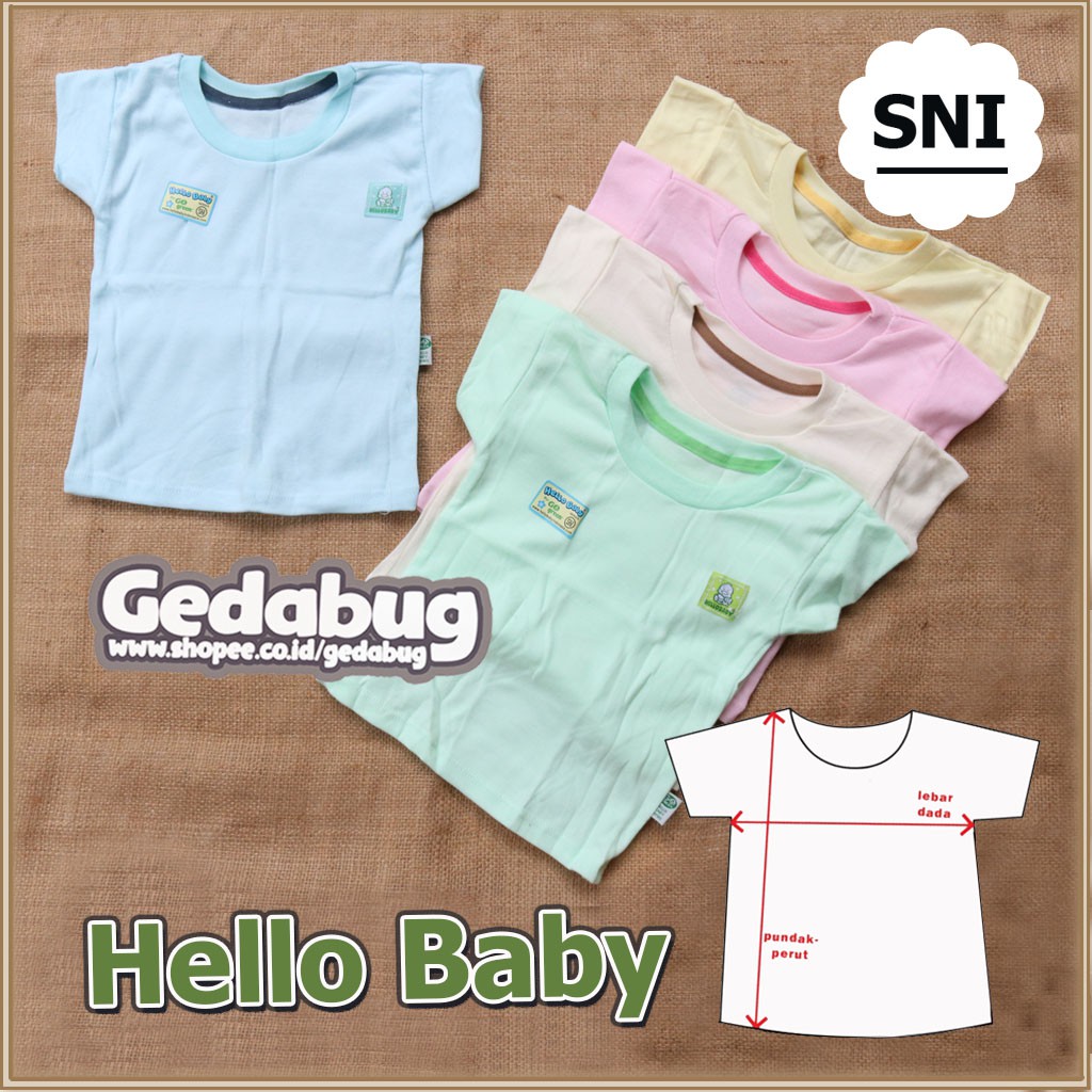 Kaos Bayi dan anak Polos halus standar SNI HELLO BABY POLOS | Kaos oblong bayi dan anak Pakaian bayi