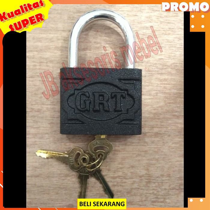 GEMBOK HITAM BESAR 75 mm MERK GRT / GEMBOK PAGAR TOKO GUDANG/Gembok Hitam Globe besar