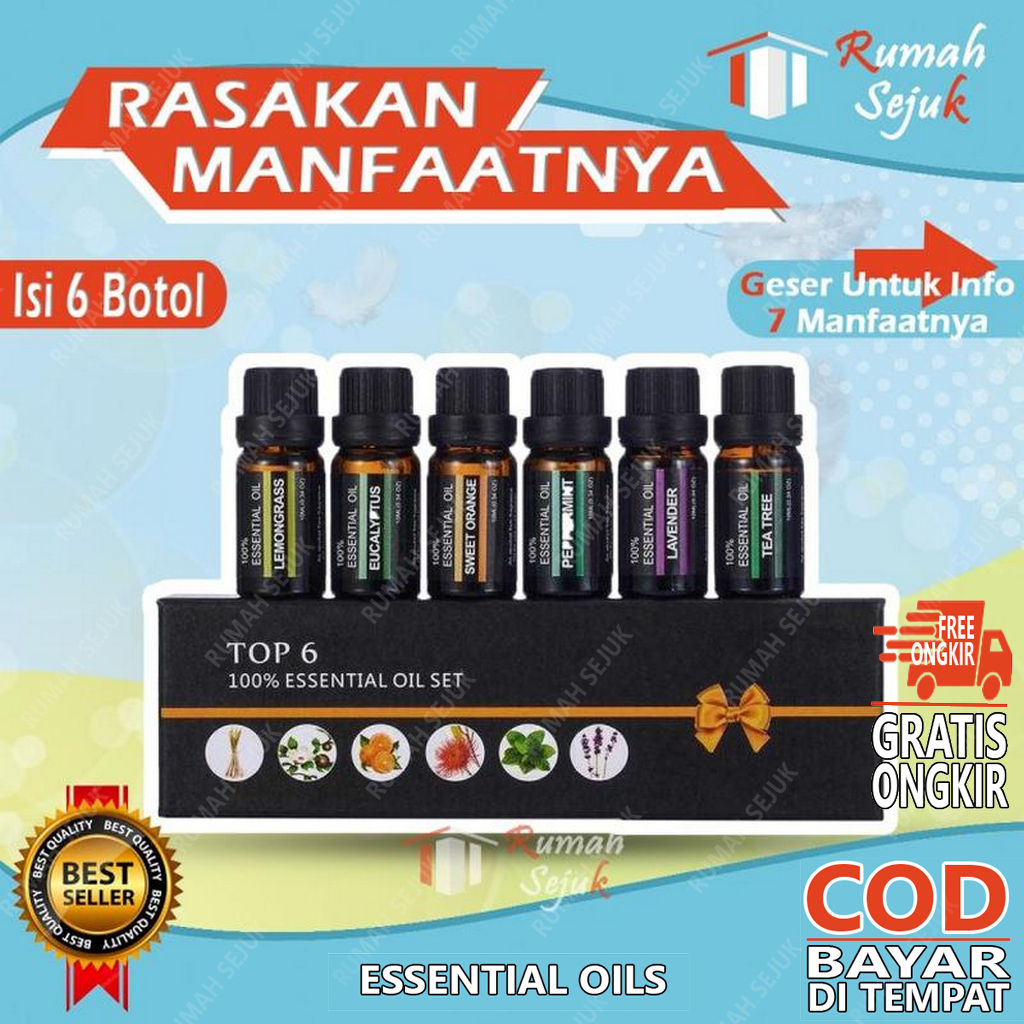 RS - 6 in 1 Aromaterapi Pure 100% Murni &amp; Alami Air Fragrance Essensial Pengharum Pewangi Esensial Esential Oil Aromatheraphy Ruangan RS-21 10ml Defuser Humidifer Minyak Humadifier Humudifier Humdifier Difusser Essential TSLM1 TSLM2 RH-17 Kamar Taffware